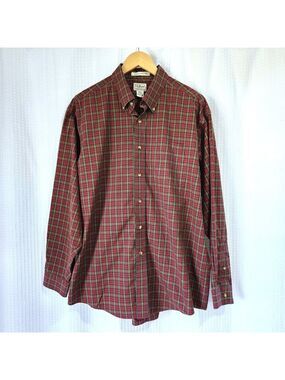 LL Bean Men’s Large Plaid Shirt Wrinkle Resistant Cotton Long Sleeve Button Up
